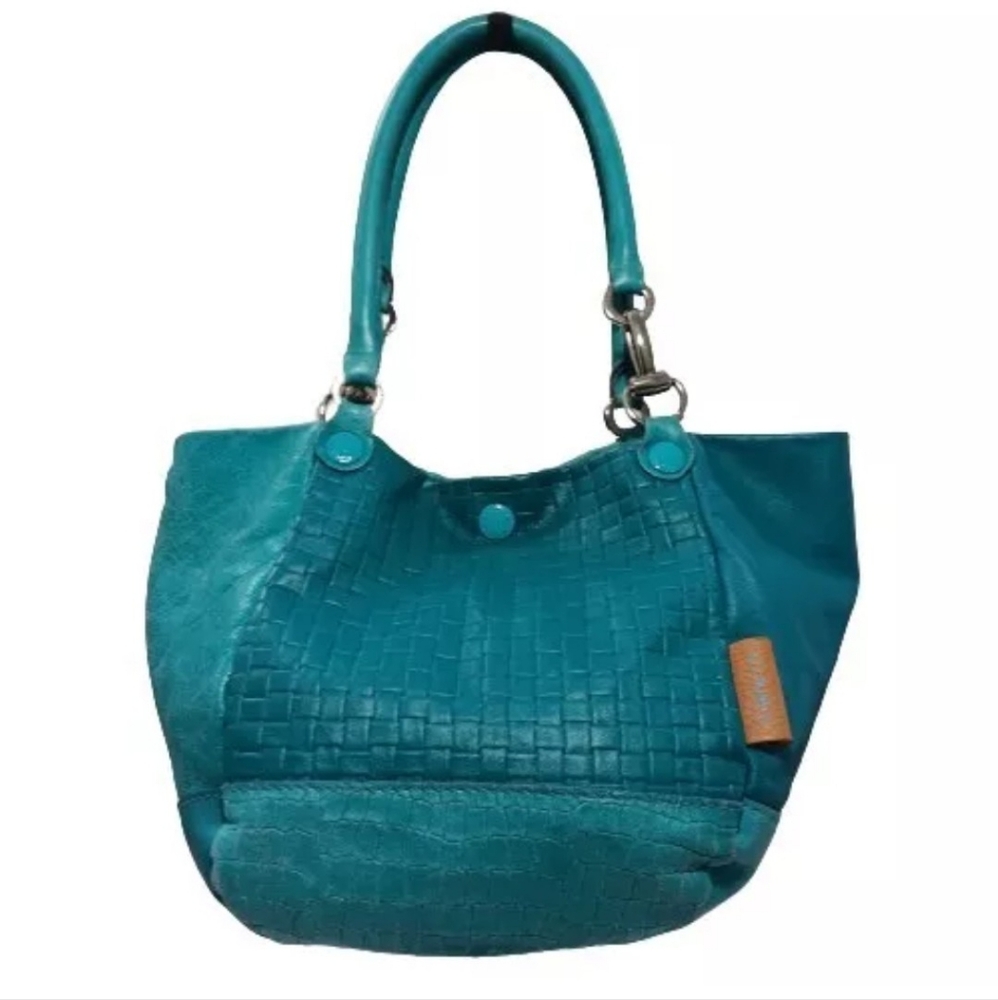 Gabs Viola Leather Turquoise Patchwork Handbag Bag Tote Satchel Top Handle Purse